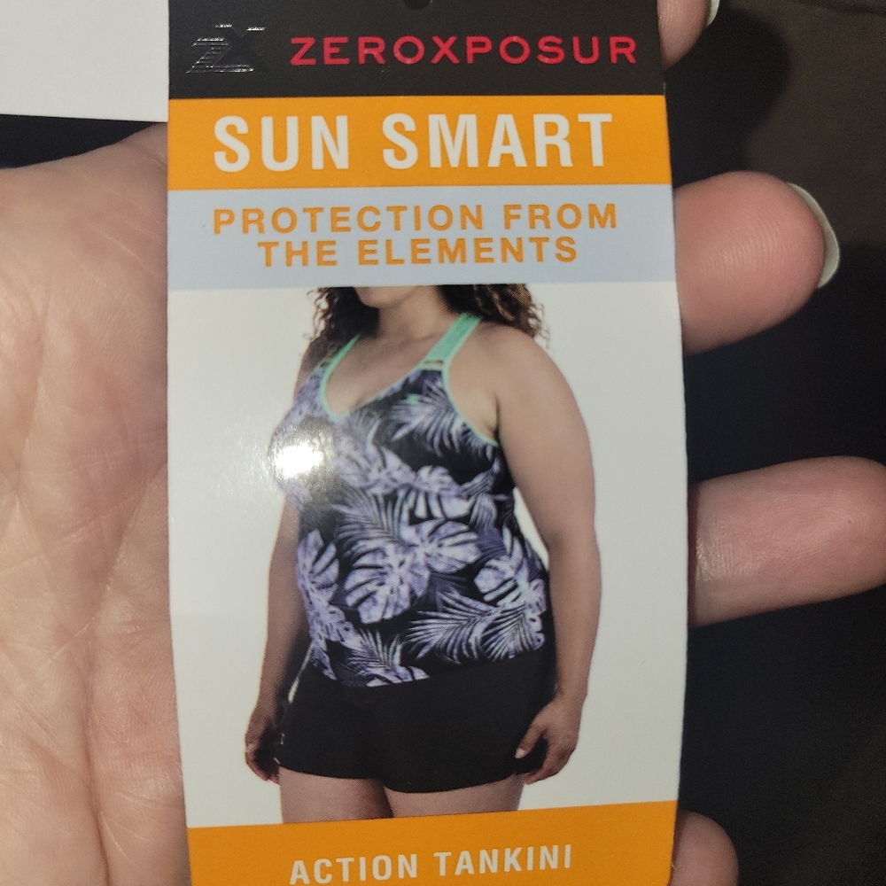 💰⏳️Zero Exposure Blue Tie-Dye Strappy Tankini Swim Top NWT Size 0X - Picture 5 of 10